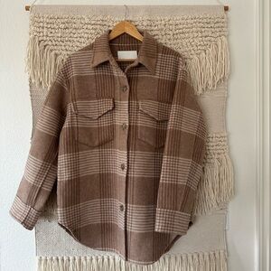 Oak + Fort Plaid Wool Blend Shacket